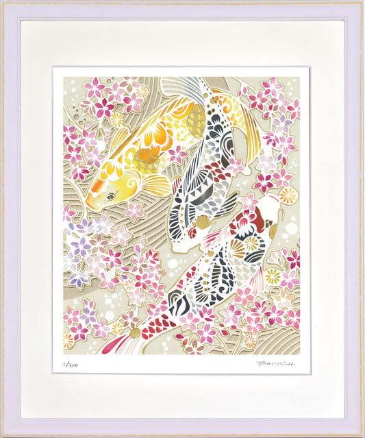鯉と桜の池
